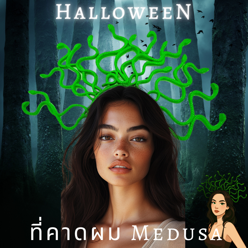 ฮาโลวีน ที่คาดผมเมดูซ่า ที่คาดผมหัวงู Halloween Medusa