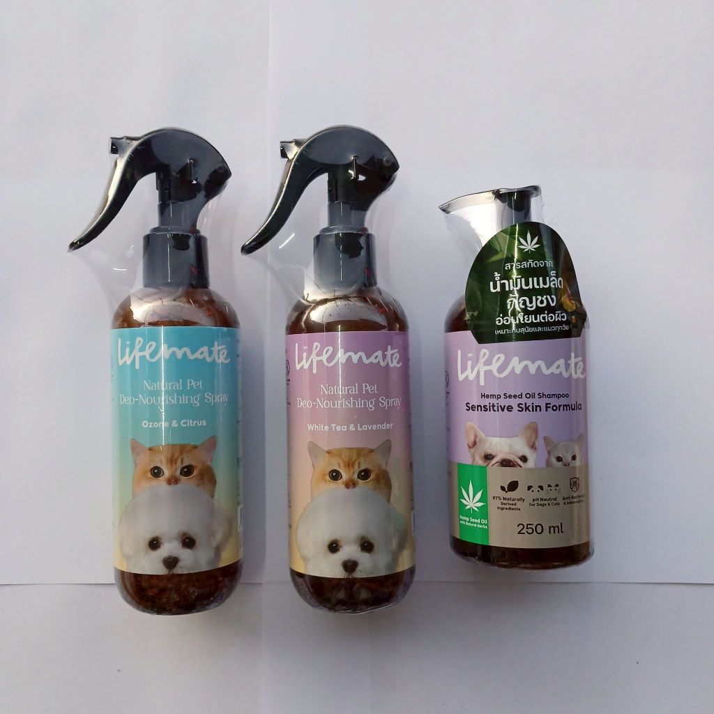 Lifemate – Deo-Nourishing Spray and Shampoo แชมพูและสเปรย์ทำความสะอาด สำหรับสุนัขและแมว 250ml
