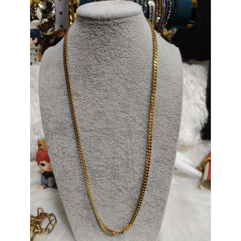 สร้อยคอทอง 18KGP (Gold Plated) ลายโซ่แบนสุดคลาสสิกไม่ต้องจ่ายแพงก็ดูดีได้! ✨งานตู้ญี่ปุ่นมือสอง