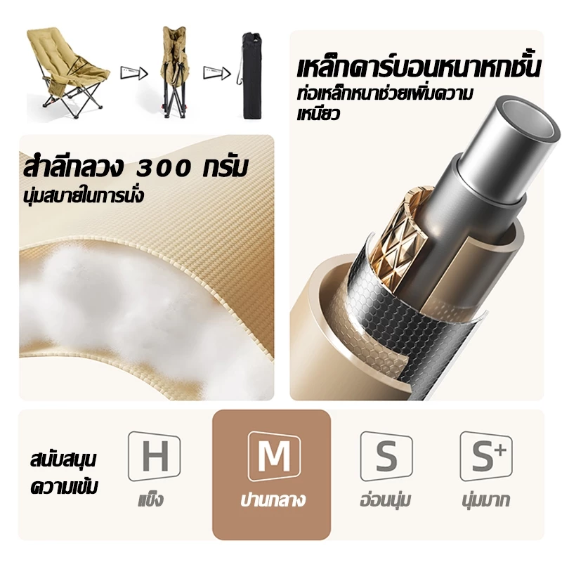 เก้าอี้แคมป์ปิ้งพนักพิงสูง พับได้แบบพกพา ท่ออลูมิเนียม thumbnail 8