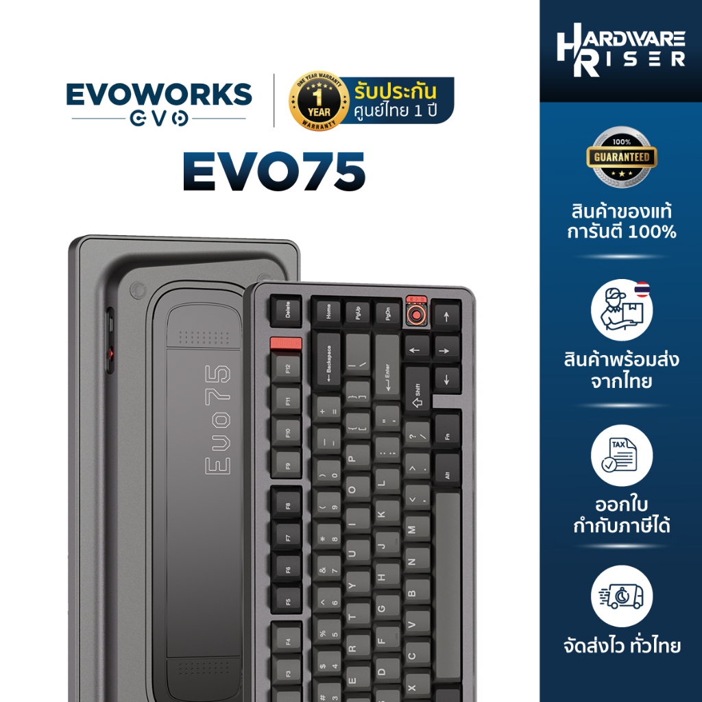 Evoworks EVO75 Aluminum PP / FR4 Plate Bluetooth Wireless 2.4G RGB Mechanical Keyboard