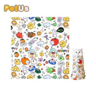 ผ้าห่อแมวตัดเล็บ ผ้าห่อตัวแมว ผ้าห่อแมว สุนัข Cat Wrap Cloth กันดิ้น กันข่วน ใช้อาบน้ำ-ตัดเล็บ ผ้านุ่ม ลายน่ารัก