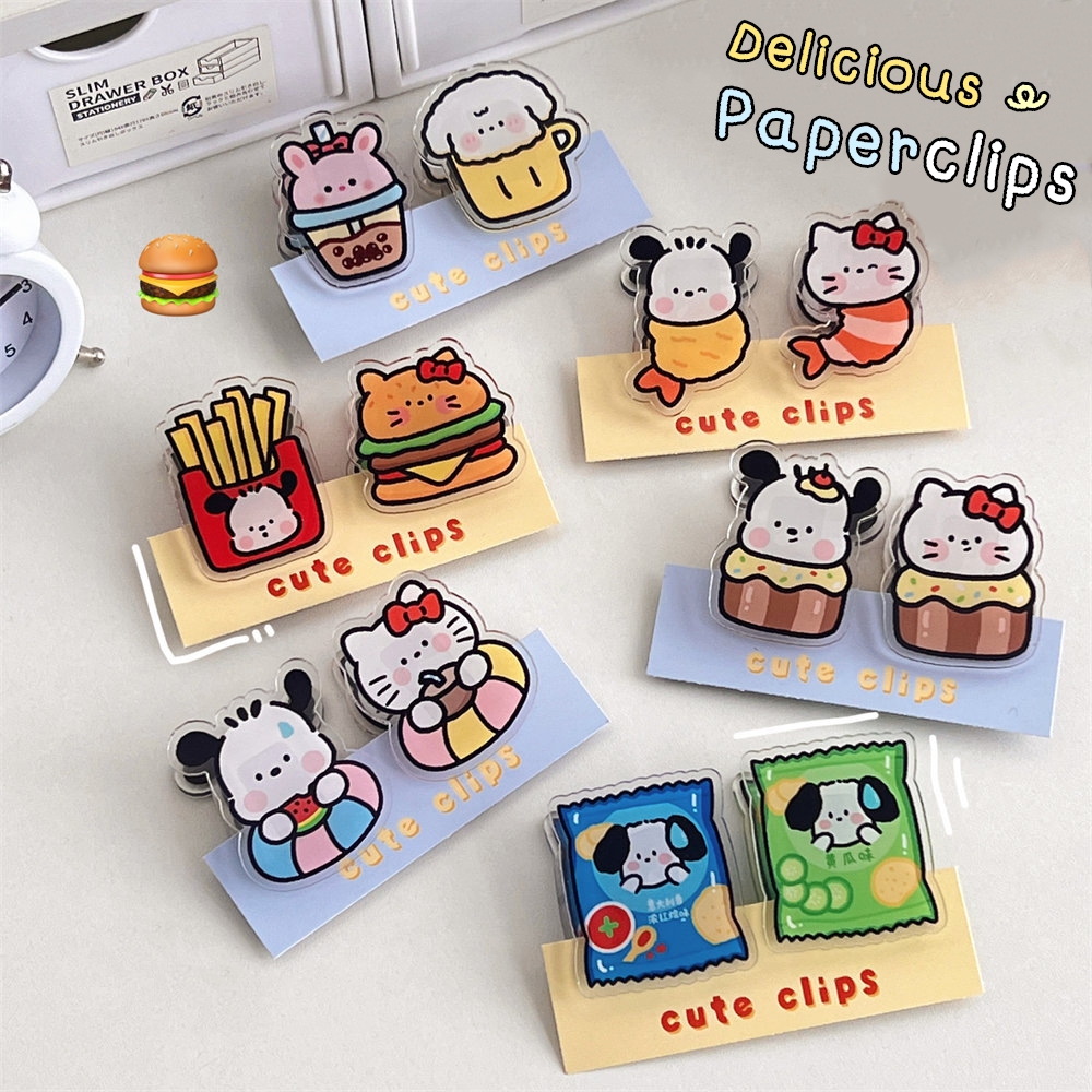 พร้อมส่ง🇹🇭 คลิปหนีบกระดาษ อะคริลิคใส ลาย Sanrio ราคา/คู่