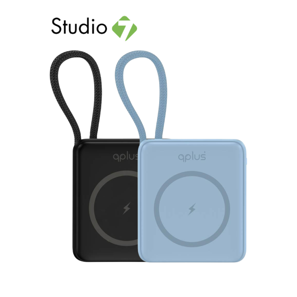 พาวเวอร์แบงค์ QPLUS 10000 mAh Mini Magnetic 15W LED Display with Type-C Buit-in Cable W1010C (CCC) by Studio7