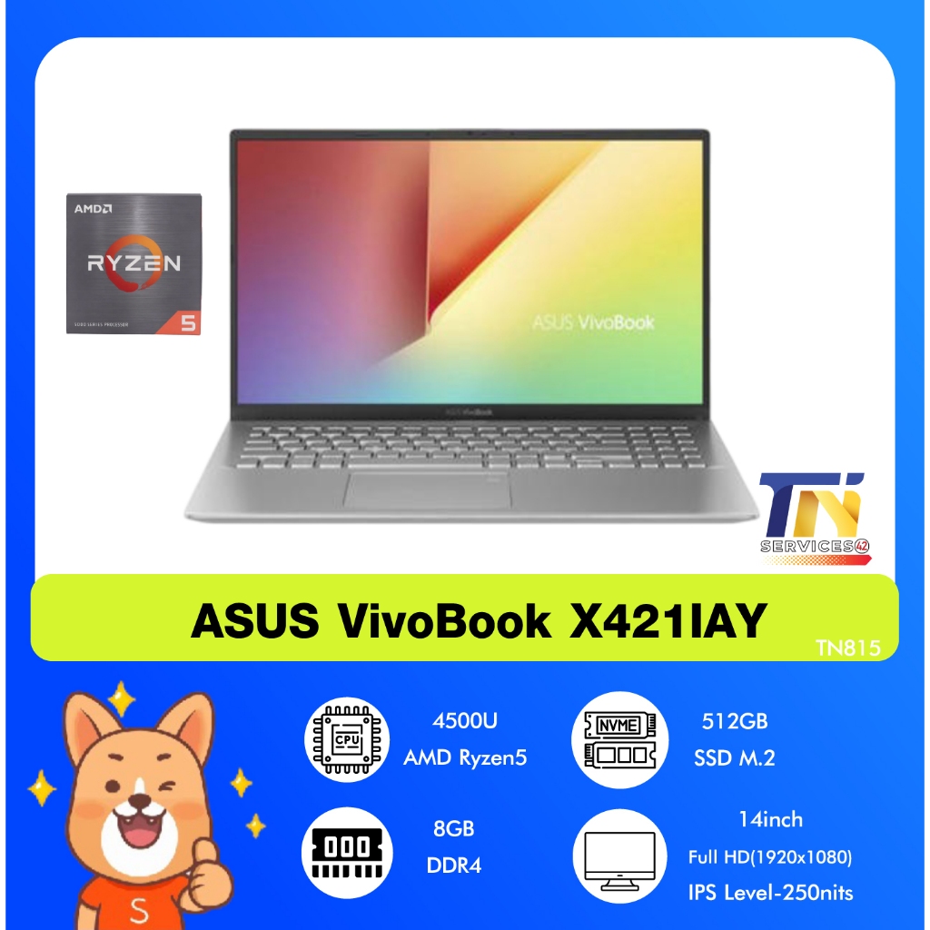 โน๊ตบุ๊คมือสอง ASUS VivoBook X421IAY  AMD Ryzen 5 4500U RAM 8GB SSD 512GB PCIe M. จอ 14″ Full HD IPS