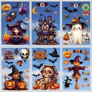 🎃สติ๊กเกอร์ติดกระจกสูญญากาศ (ไม่ใช้กาว) สำหรับตกแต่งเทศกาลฮาโลวีน เทศกาลผี จัดส่งด่วนจาก กทม.