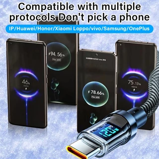 สายชาจแบตเร็ว120W/6A ที่ชาร์จความเร็วสูงUSB-Typec ยาว1M/2M Fast Charging Charger Cable