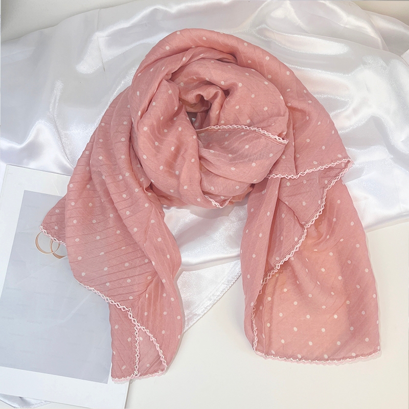 Cute polka ผ้าพันคอลายจุด ผ้าคลุมไหล่แฟชั่น