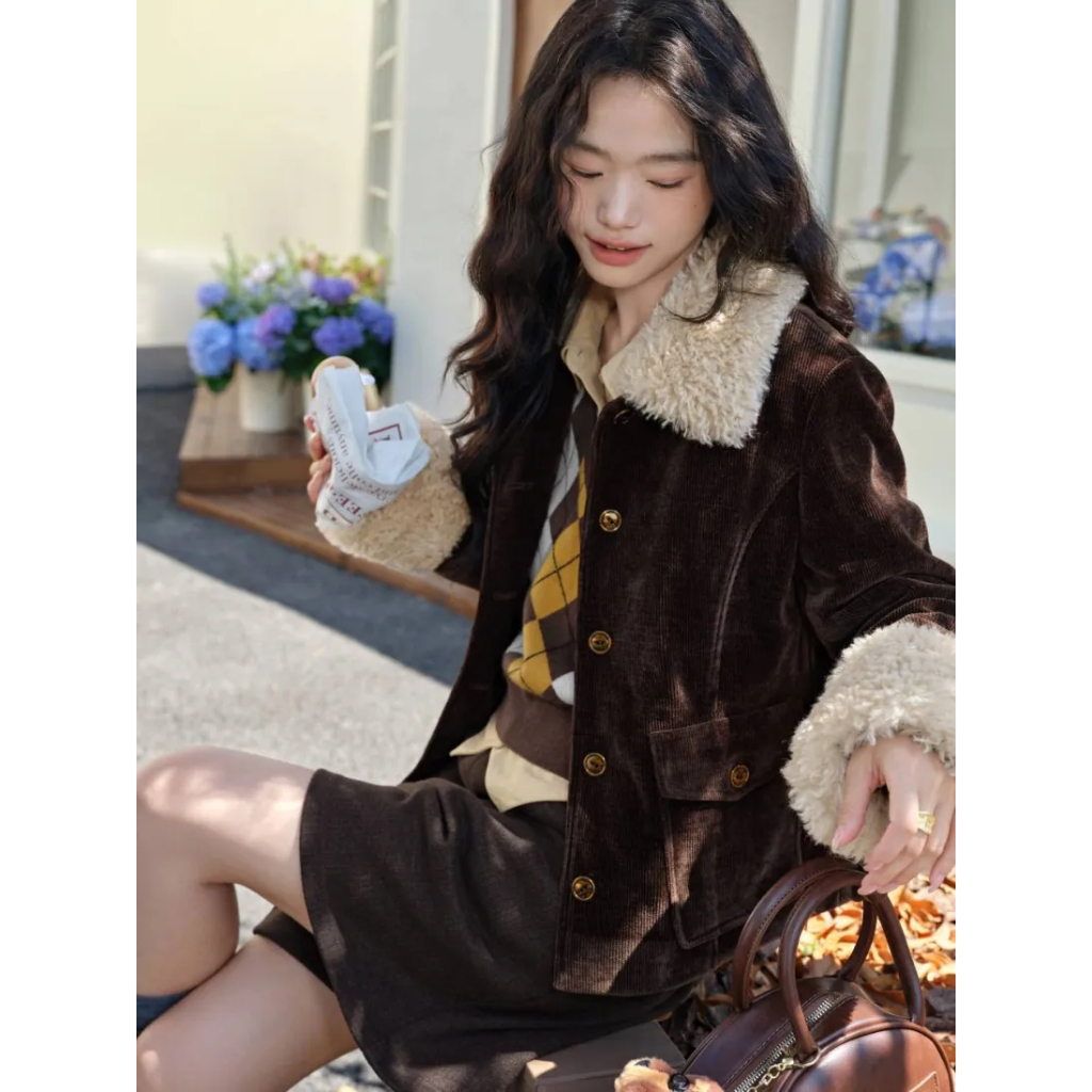 [พรีออเดอร์] ❤KUOSE : Corduroy Furry Jacket❤