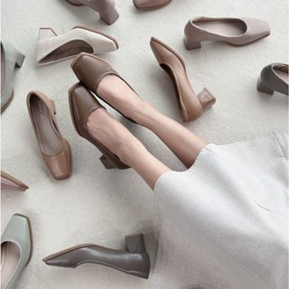 รองเท้าคัทชู ปลายตัดBlock Heels ส้นสูง1.5นิ้ว รองเท้าKaimook…