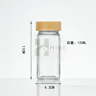 ขวดเครื่องปรุงจิ๋ว(ฝาไม้) 120มล ขวดแก้วฝาไม้ไผ่ สไตล์ญี่ปุ่นมินิมอล สำหรับจัดเก็บเครื่องปรุง ชา สมุนไพร หรือของแห้ง เพิ่