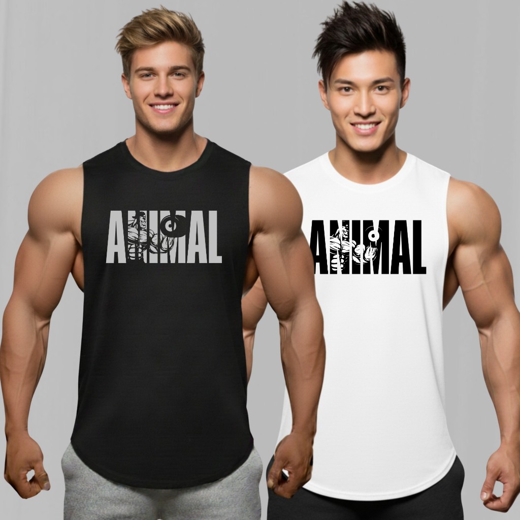 เสื้อแขนกุดเว้าแขนกว้าง Drop Arm Sleeveless Muscle Shirt