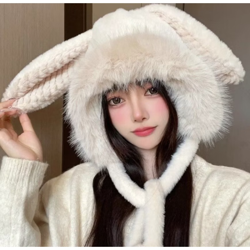 🐱🐰🐱🐰New พร้อมส่ง!!!🐱🐰🐱🐰หมวกกันหนาว แมว กระต่ายเฟอร์ มีปอมๆๆหูยาว สำหรับผู้หญิงฤดูหนาว รุ่นใหม่ล่สุด **ร่วมส่งด่วน**