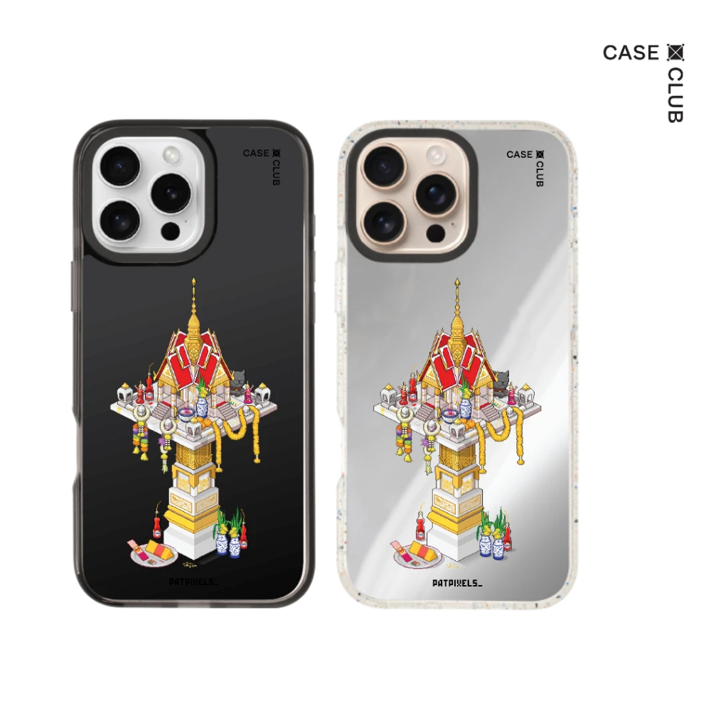 CaseClub เคสไอโฟน เคสกระจก ลาย Thai Sacred Shrine ศาลเจ้า ศาลพระภูมิ สำหรับ i16/15/14/13 Pro Max/i16