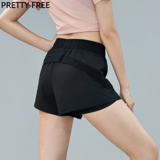 PRETTY FREE กางเกงขาสั้นสองชั้น ตาข่าย ระบายอากาศ ป้องกันโป๊