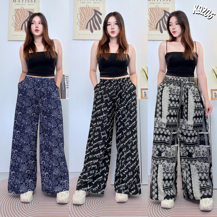 🌷NEW🌷กางเกงขายาว กางเกงฮาวาย เอวยางยืด 2 กระเป๋า ใส่สบาย ซักง่าย ผ้าวูเวฟผสมโพลี สวมใส่ง่าย ไม่รัดแน่น สินค้าพร้อมส่ง