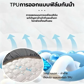ผ้าปูที่นอนกันน้ำ ป้องกันไรฝุ่น ผ้ารองฉี่ รัดมุม ซักเครื่องได้ ขนาด 3-6 ฟุต