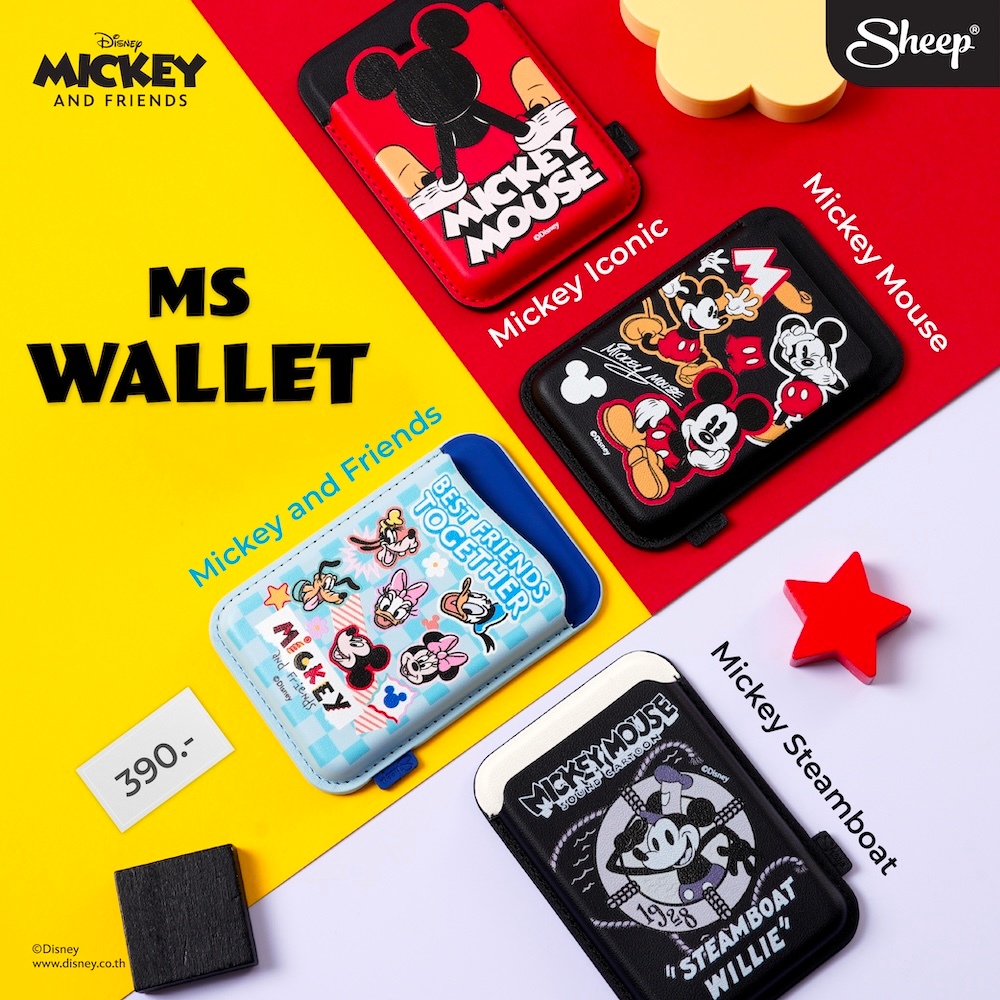 [MS Wallet Mickey Mouse]Mickey Mouse Collection ที่ใส่บัตรแม่เหล็กแปะด้านหลังโทร