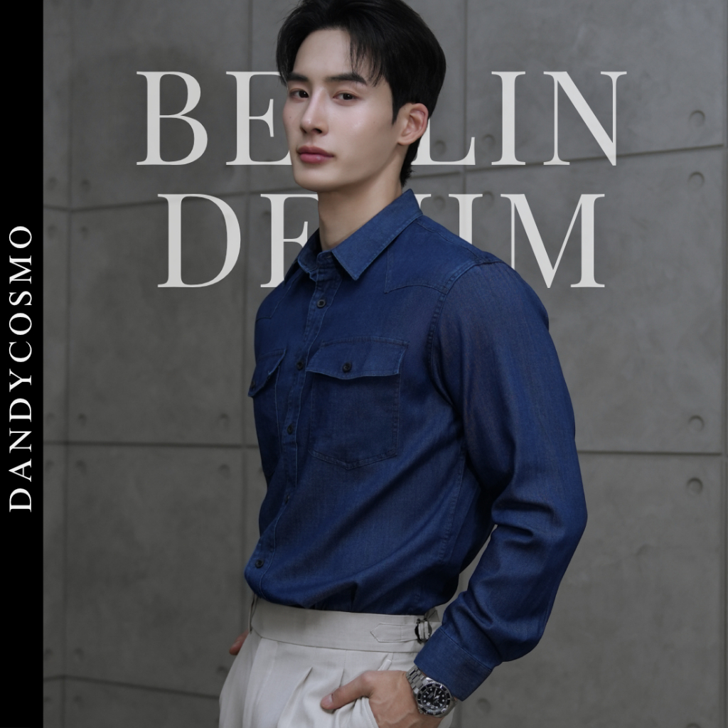 DANDY COSMO | เสื้อเชิร์ต BERLIN DENIM LIKE SHIRT กระเป๋าคู่ด้านหน้า Limited Edi