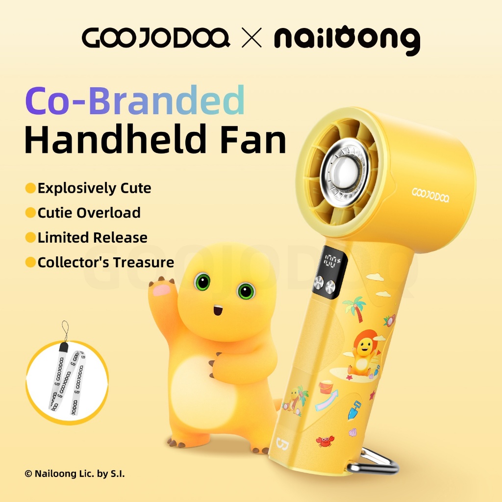 GOOJODOQ GFS002 x Nailoong Handheld Fan Portable 100 Level Speed Adjustable With Flashlight Function LED Display