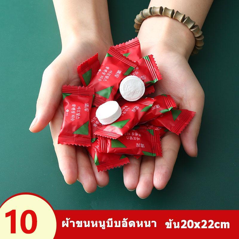 ผ้าขนหนูอัดเม็ด Cotton ผ้าอัดเม็ด ผ้าอเนกประสงค์ แผ่นมาส์กหน้าอัดเม็ด แบบใช้แล้วทิ้ง ขนาด 20×22 ซม. แผ่น สำหรับเช็ดสัตว์