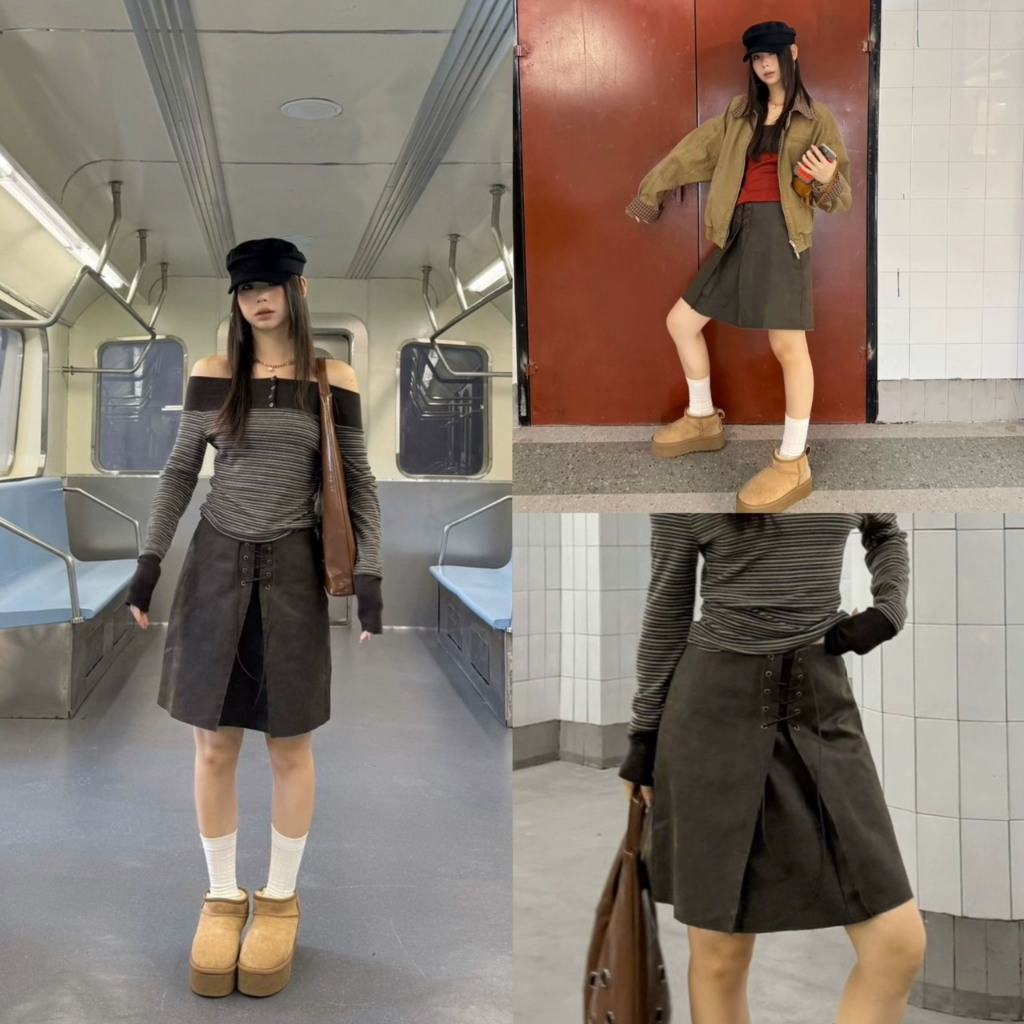 MM SKIRT กระโปรงหนังเทียม TAG MM FISH 🇰🇷