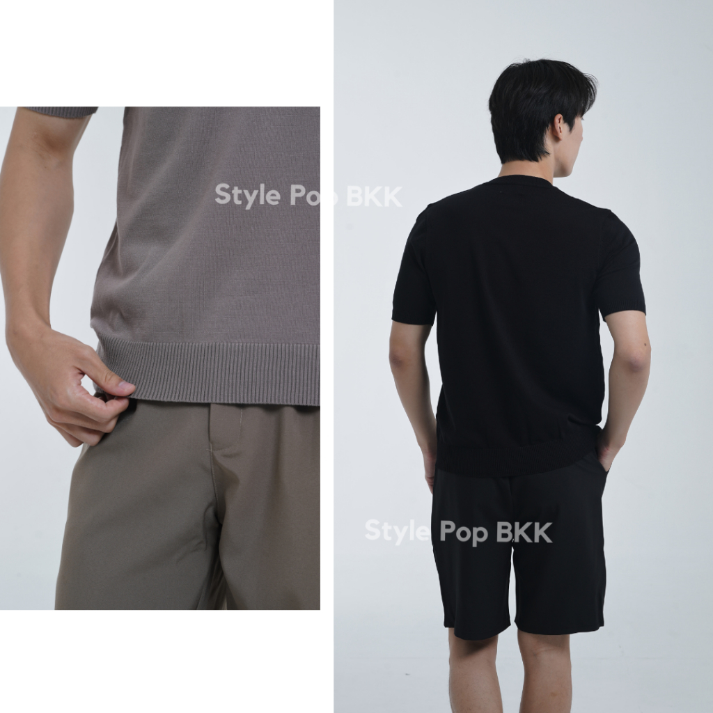 StylePop Brand เสื้อคอกลมทรงเกาลี เสื้อผู้ชาย ผ้าถัก (ผ้านุ่มใส่สบาย) Knit Polo Shirt STP810 รูปที่ 2