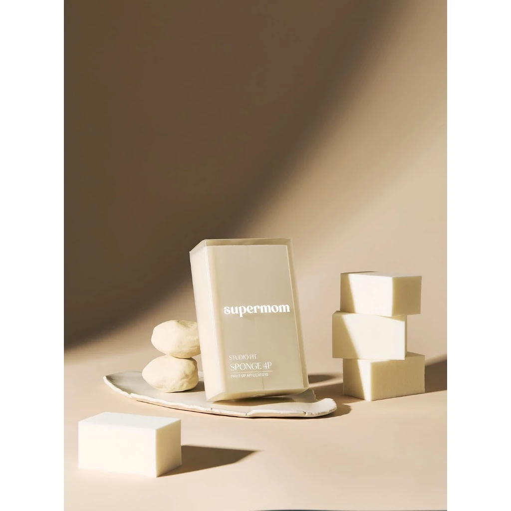 SUPERMOM l STUDIO FIT SPONGE 4P MADE IN KOREA ฟองน้ำสำหรับตบรองพื้นแบบแห้ง