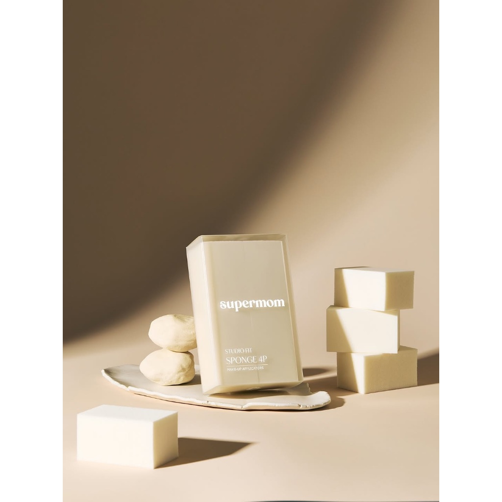 SUPERMOM l STUDIO FIT SPONGE 4P MADE IN KOREA ฟองน้ำสำหรับตบรองพื้นแบบแห้ง