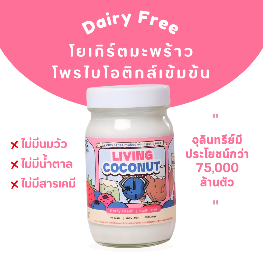 Living Coconut - Berry Blast Coconut Cult (200g) | โยเกิร์ตมะพร้าว ไม่เติมน้ำตาล ปราศจากนมวัว
