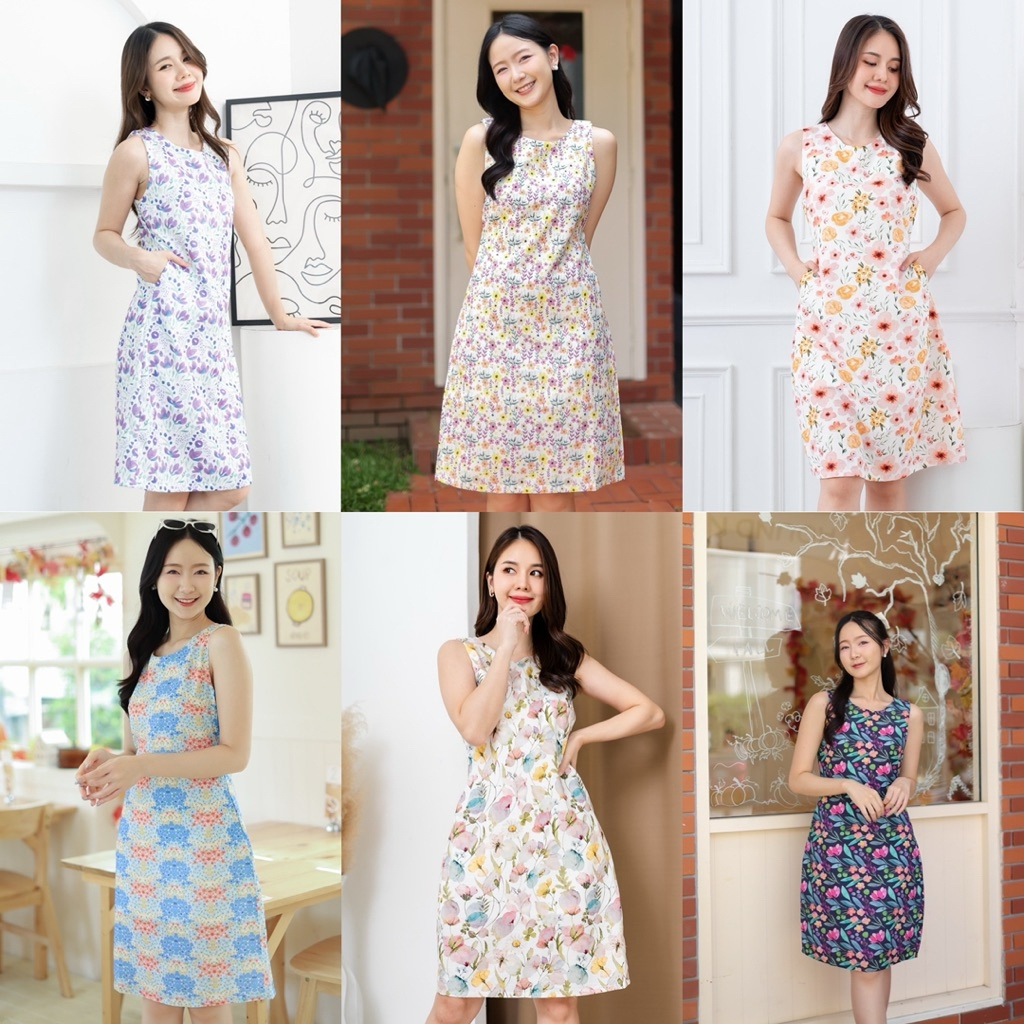 Byjutha 🌷 Floral Dress เดรสแขนกุด เดรสทำงาน   เดรสแฟชั่น