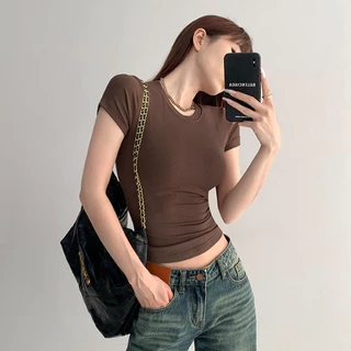 Beryl🌻เสื้อยืดคอกลมแขนสั้นผู้หญิง เซ็กซี่แน่น เสื้อยืดทรงเข้ารูป