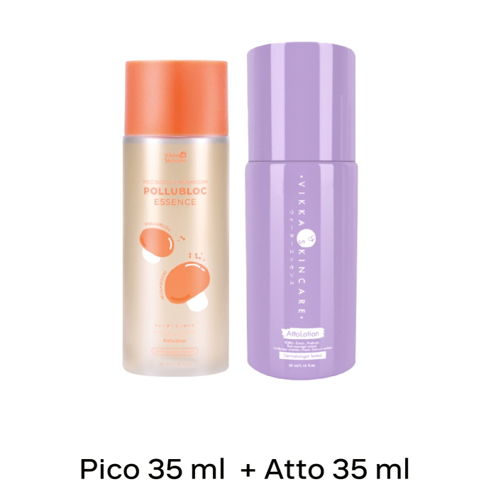 VIKKASKINCARE Pico 35 ml + Atto 35 ml น้ำตบเห็ดต้านฝุ่น + น้ำตบปลาแซลมอน