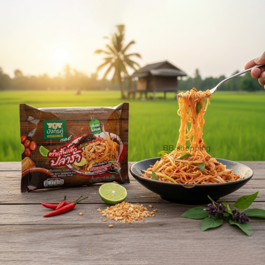 มังกรคู่เรดดี้ ตำเส้นเล็กปลาร้าซอง 83 กรัม (แพ็ก 4 ซอง)