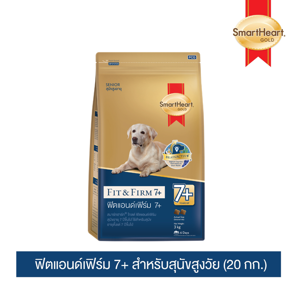 แนะนำ! สมาร์ทฮาร์ท โกลด์ ฟิตแอนด์เฟิร์ม 7+ อาหารสุนัขสูงอายุ พันธุ์กลาง-ใหญ่ 20 กก.