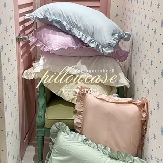 cottonnumber6 เเบรนด์ไทย ปลอกหมอนมีระบาย ปลอกหมอนลูกไม้ style fairy สีพื้น ลายปริ้น ปลอกหมอนไม่มีซิป