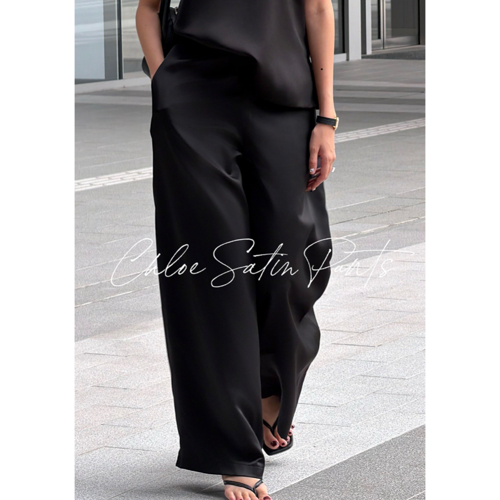 SEASON STUDIO – CHLOE SATIN PANTS / กางเกงขาขาว ซาตินเกรดหนา มีซับในทั้งตัว ทรงสวย