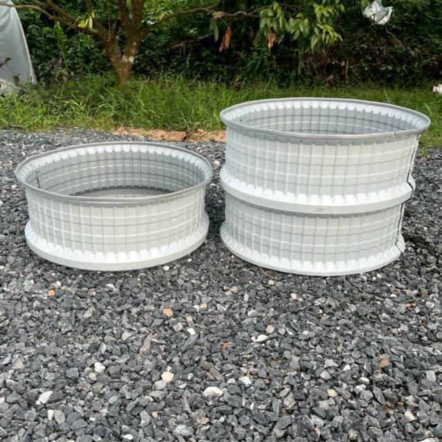 [ทรงกลม]กระถางเมทัลชีทปลูกผัก สีขาว ขนาดกว้าง65cm สูง20cm-40cmปลูกดอกไม้ต้นไม้