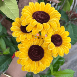 🌻ดอกทานตะวันแฮนด์เมด ดอกเดี่ยวมีก้านไม่มีใบ ลวดกำมะหยี่ DIY ของขวัญให้สาวๆ สามารถจัดช่อเองได้💐