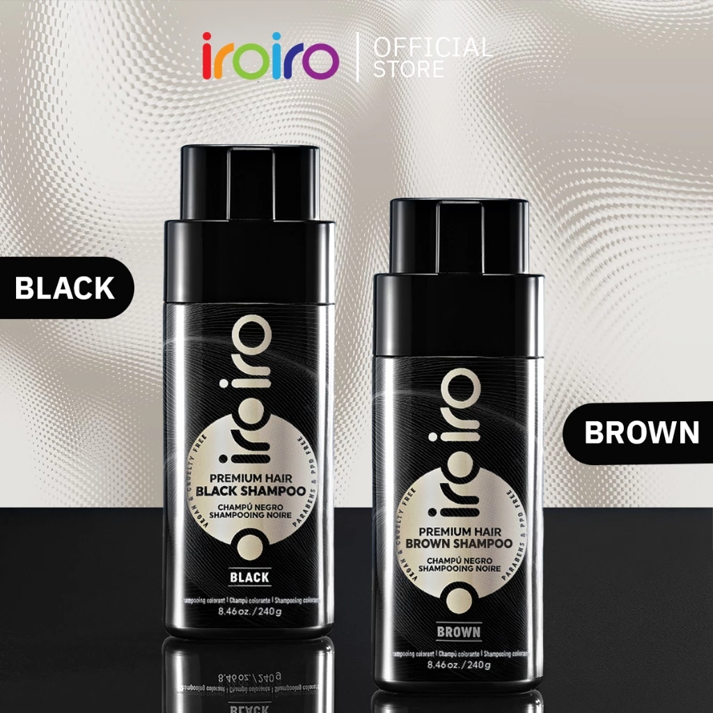 iroiro แชมพูปิดหงอก พรีเมียม สีดำและสีน้ำตาล ปิดผมขาวธรรมชาติ สูตรเกาหลี ไม่แห้งเสีย