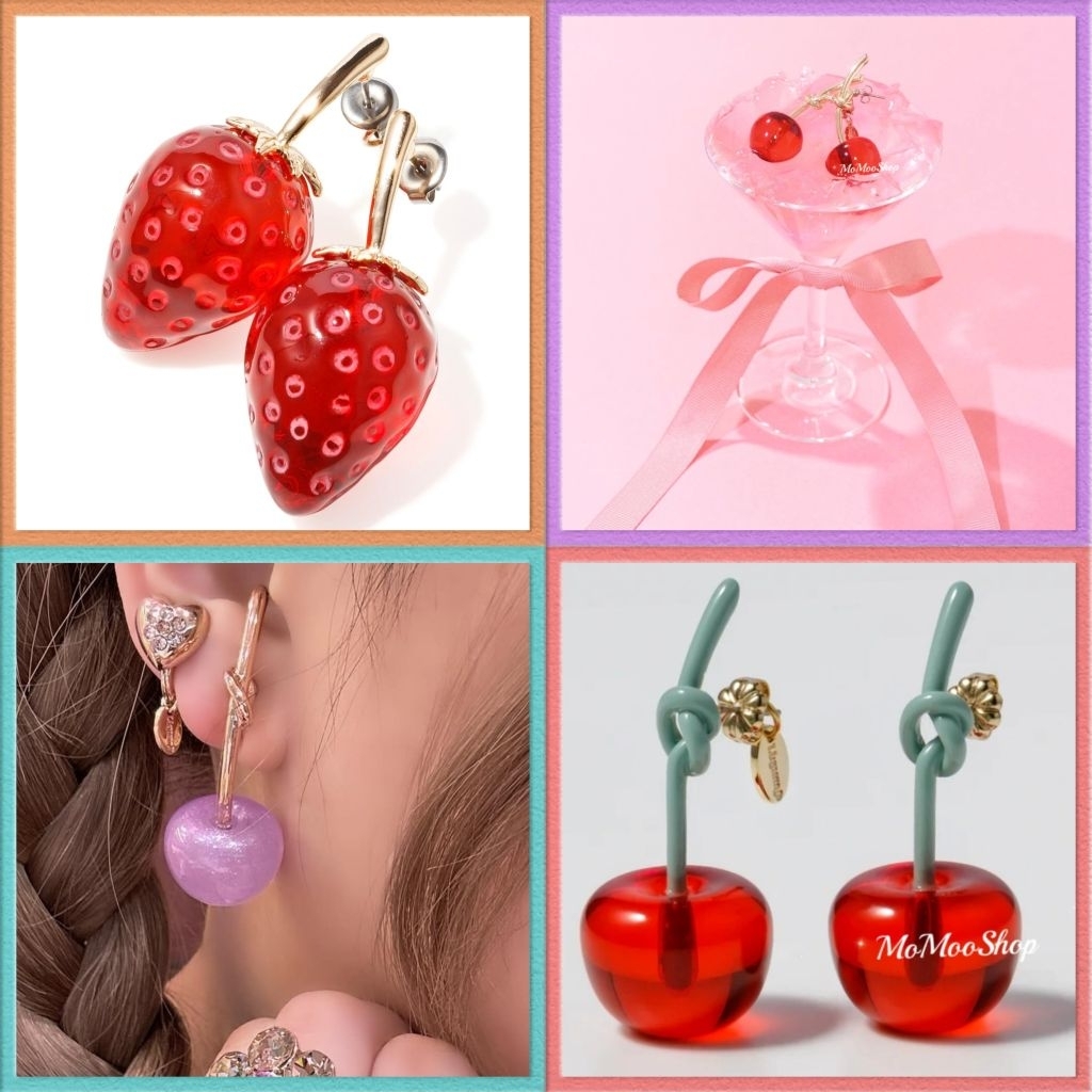 (✨️แท้💯shop🇯🇵/พร้อมส่ง🌈) ต่างหู 🌟Sailor Moon🌟 เชอรี่🍒 สตอเบอรี่🍓 แบรนด์ที่ x Murakami🎉🎉
