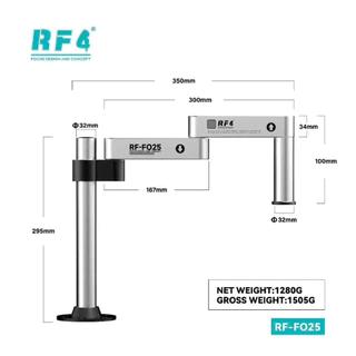 RF4 RF-F025 กล้องจุลทรรศน์สวิงอาร์มโลหะ Universal Telescopic พับ 360° แขนเดียวคงที่ยกวงเล็บตรวจสอบบํารุงรักษา