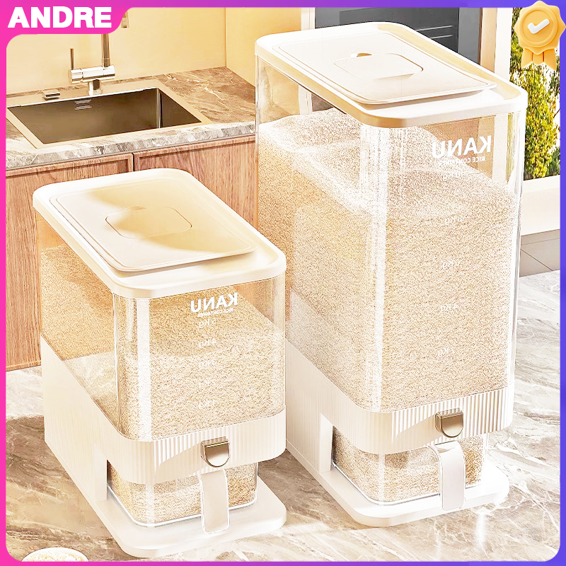 AND พร้อมส่ง 5/10kg ถังเก็บข้าวสาร ป้องกันแมลง ป้องกันความชื้น เกรดอาหาร การจัดเก็บอาหาร ของใช้ในครัวเรือน