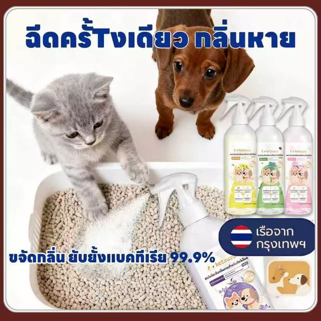 Ketzuzu สเปรย์ดับกลิ่นฉี่แมว รุ่นปรับปรุง สเปรย์ดับกลิ่นสัตว์เลี้ยง ดับกลิ่นทรายแมว
