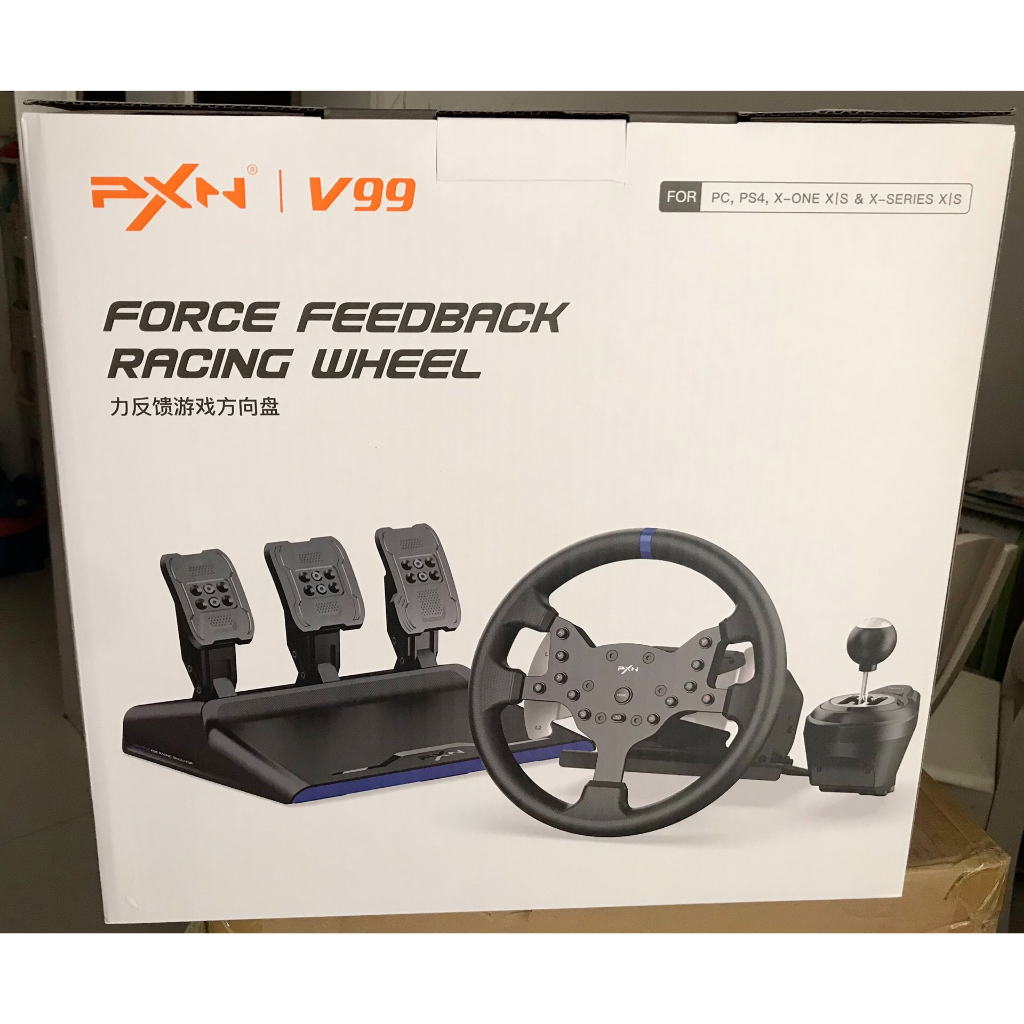 PXN-V99 พวงมาลัยเกม Force Feedback 900°/270° ปรับได้ | เกียร์มือ Dual Paddle | รองรับ PC/PS4/PS5/Xbo