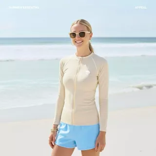 ☀️APPEAL🌊 Feel the Beach Rashguard เสื้อว่ายน้ำแขนยาวผู้หญิง เสื้อว่ายน้ำผู้หญิง กันUV มีซิป มีซับใน มีฟองน้ำ APR080