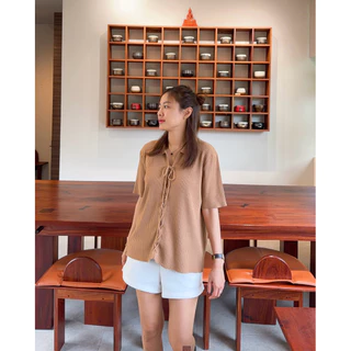 ใหม่! 𝐙𝐈𝐆𝐆𝐀 𝐒𝐇𝐈𝐑𝐓 เสื้อแขนสั้นผ้า Knit ดีเทลผูกเชือก (ผูกเชือกจากร้านแล้ว พร้อมใส่) ผ้านิ่มยืดหยุ่นได้เยอะ