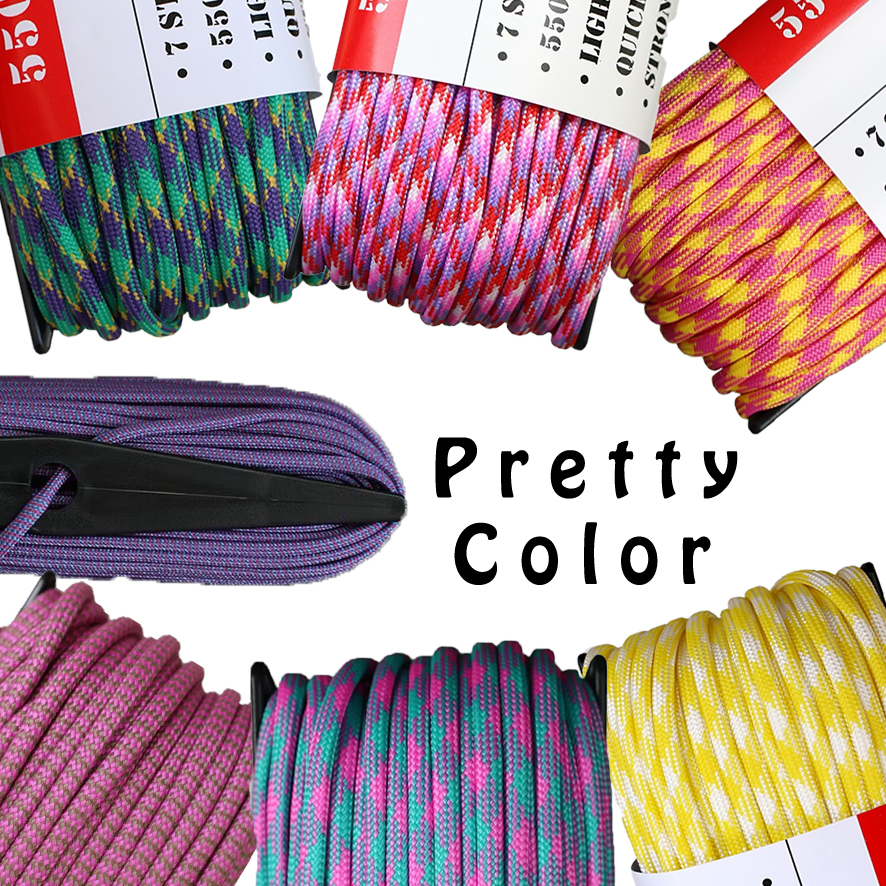 เชือก พาราคอร์ด PARACORD 550 Pretty Color สีน่ารัก ยาว 100 ฟุต 4 มิลลิเมตร