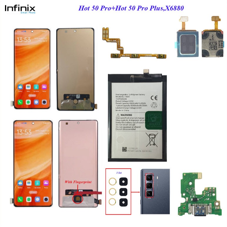 อะไหล่มือถือ infinix Hot 50 Pro+,Hot 50 Pro Plus,X6880/สายแพร/กระจกเลนส์กล้อง/ลำโพงหูฟัง/แบตเตอรี่ B