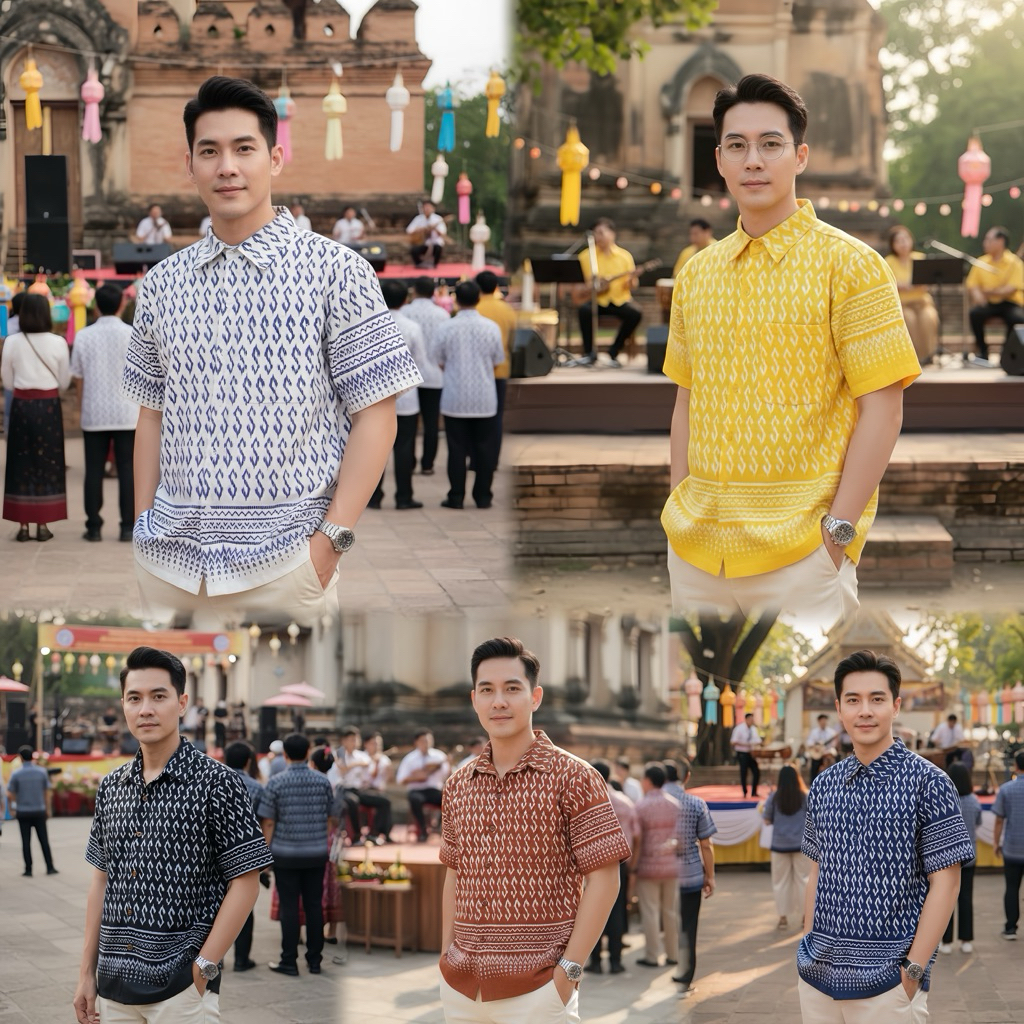 เสื้อพื้นเมืองผู้ชาย ลายขอพระราชทาน